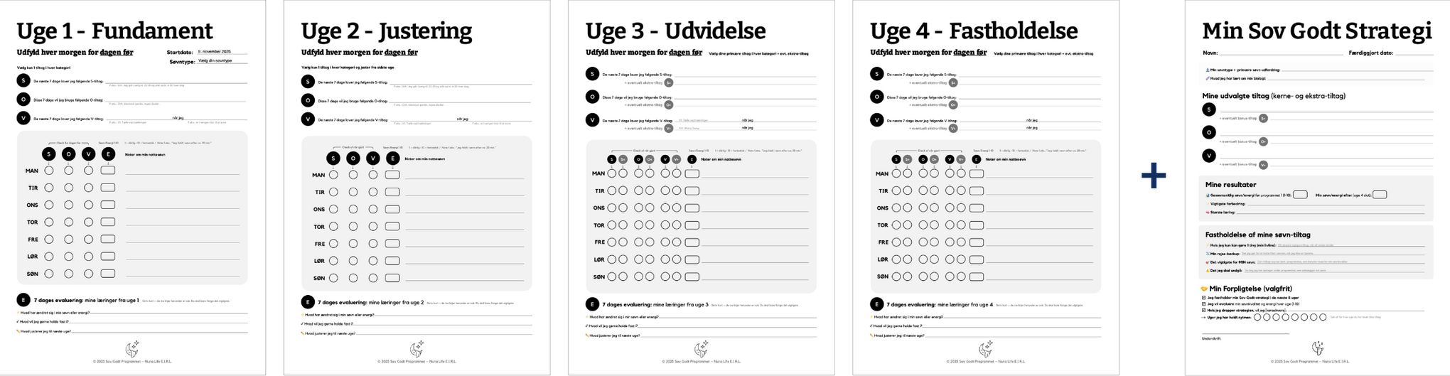 Ugeark for uge 1 til 4 og strategiarket